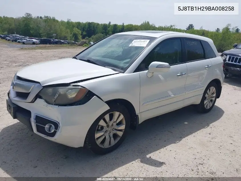 2011 Acura Rdx VIN: 5J8TB1H29BA008258 Lot: 42224587