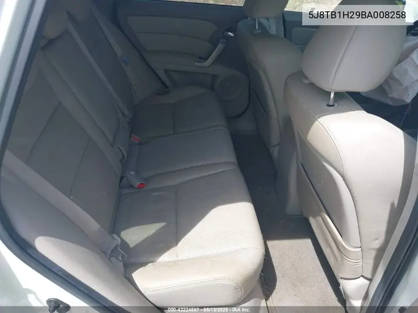 2011 Acura Rdx VIN: 5J8TB1H29BA008258 Lot: 42224587