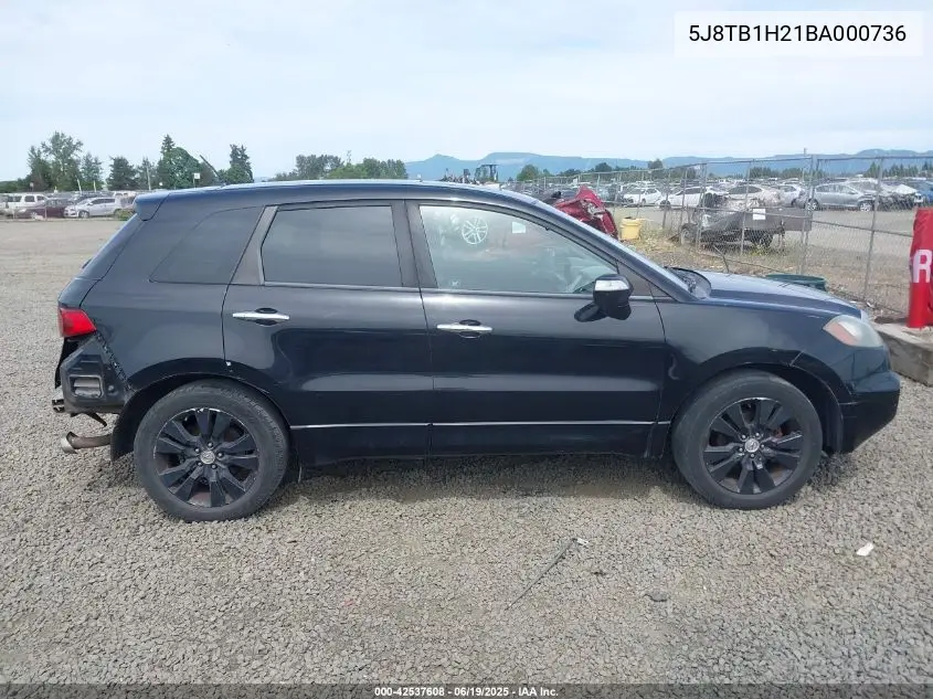 2011 Acura Rdx VIN: 5J8TB1H21BA000736 Lot: 42537608