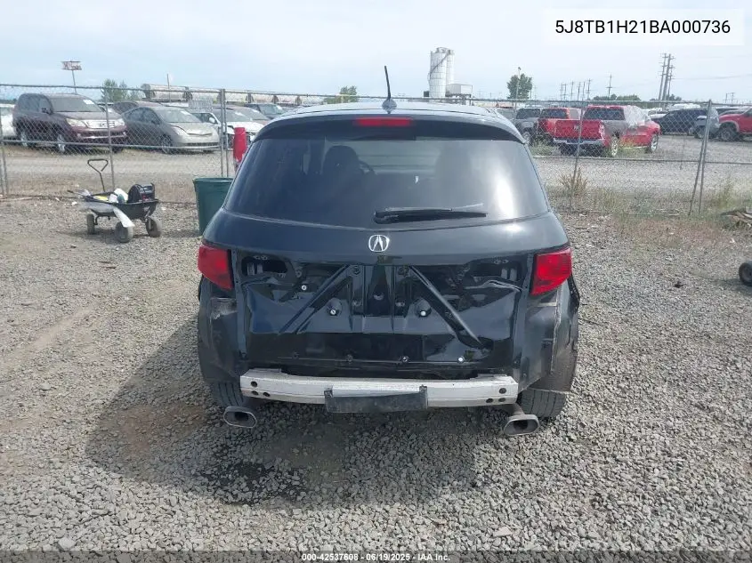2011 Acura Rdx VIN: 5J8TB1H21BA000736 Lot: 42537608