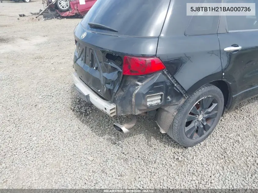 2011 Acura Rdx VIN: 5J8TB1H21BA000736 Lot: 42537608