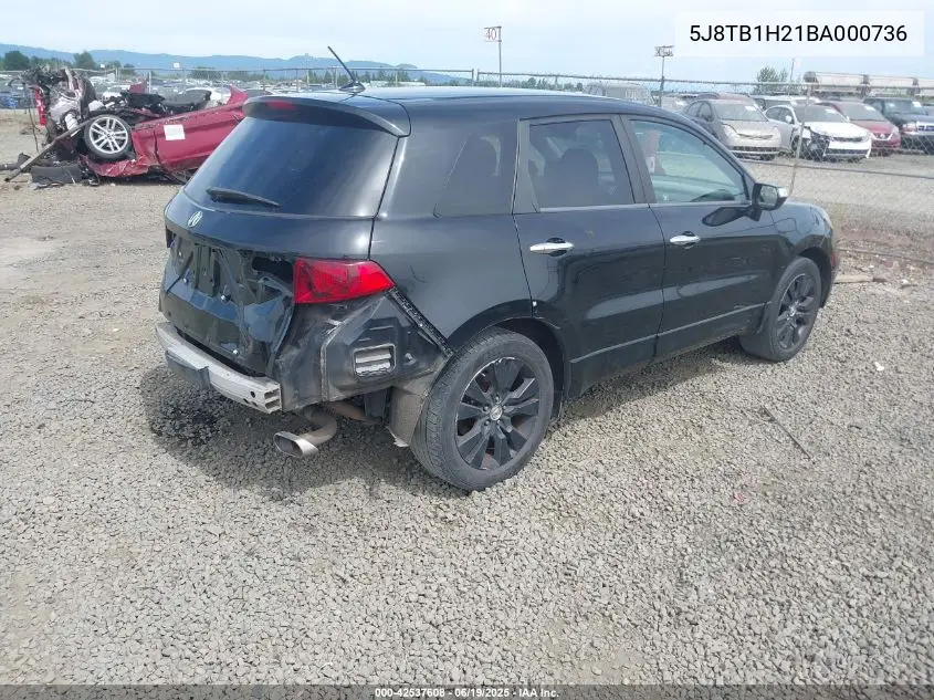 2011 Acura Rdx VIN: 5J8TB1H21BA000736 Lot: 42537608