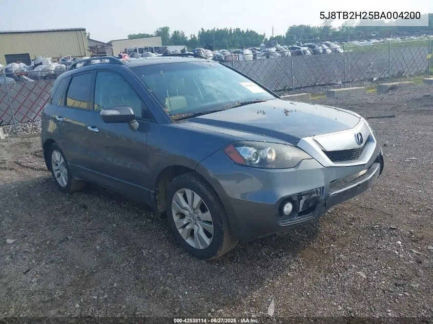 2011 Acura Rdx VIN: 5J8TB2H25BA004200 Lot: 42538114