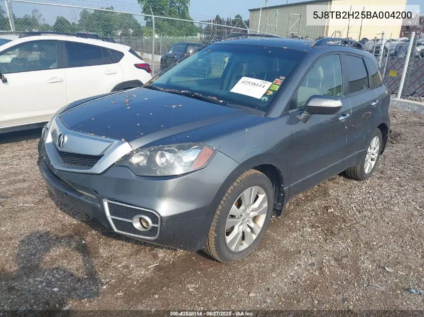 2011 Acura Rdx VIN: 5J8TB2H25BA004200 Lot: 42538114