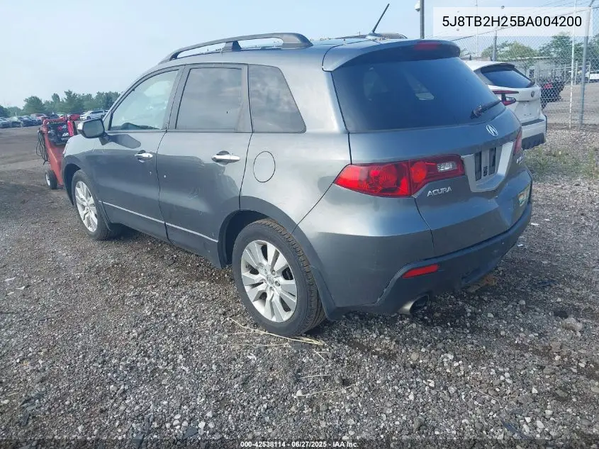 2011 Acura Rdx VIN: 5J8TB2H25BA004200 Lot: 42538114