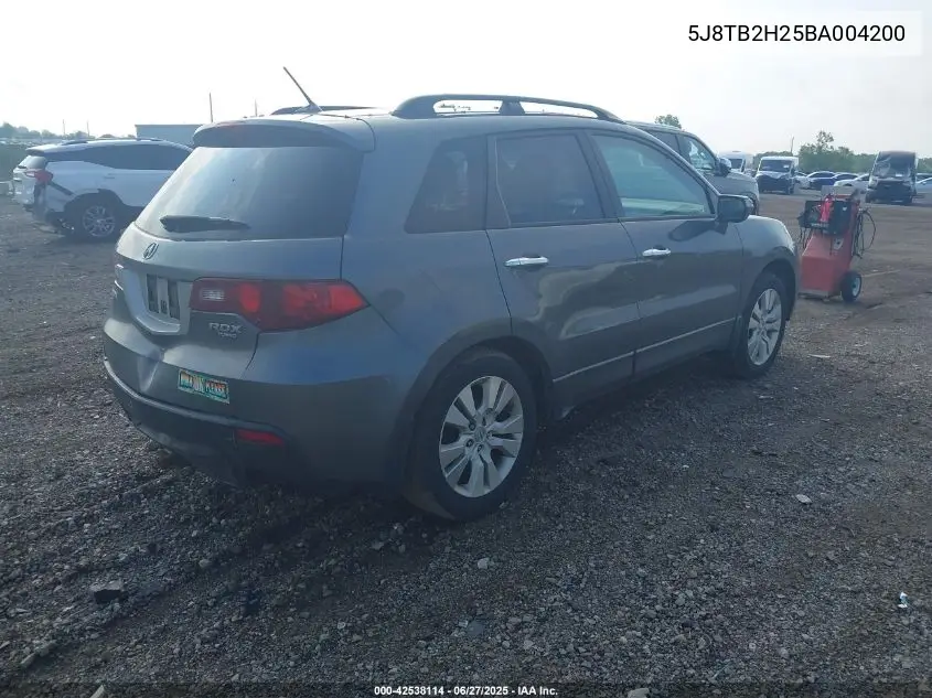 2011 Acura Rdx VIN: 5J8TB2H25BA004200 Lot: 42538114