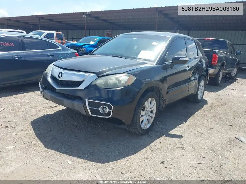 2011 Acura Rdx VIN: 5J8TB2H29BA003180 Lot: 42574727