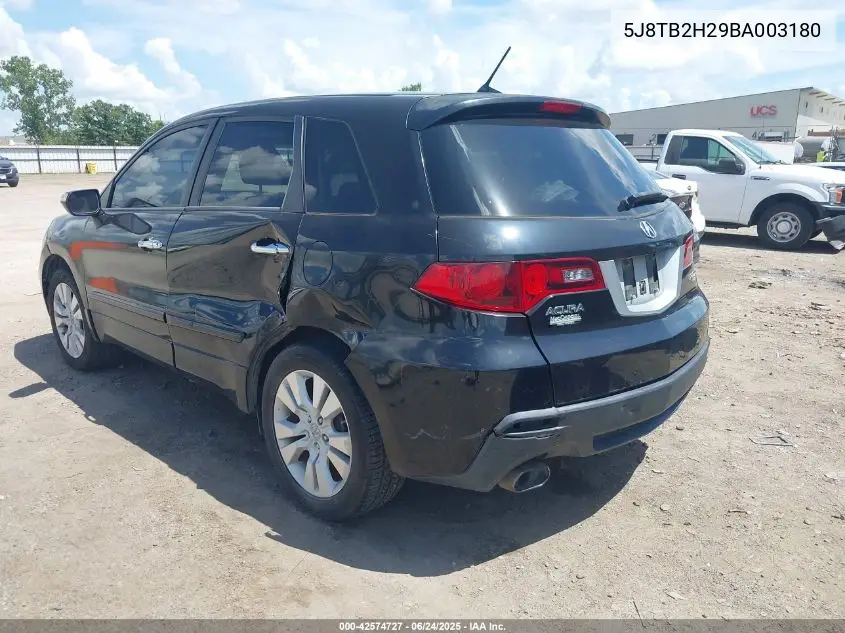 2011 Acura Rdx VIN: 5J8TB2H29BA003180 Lot: 42574727