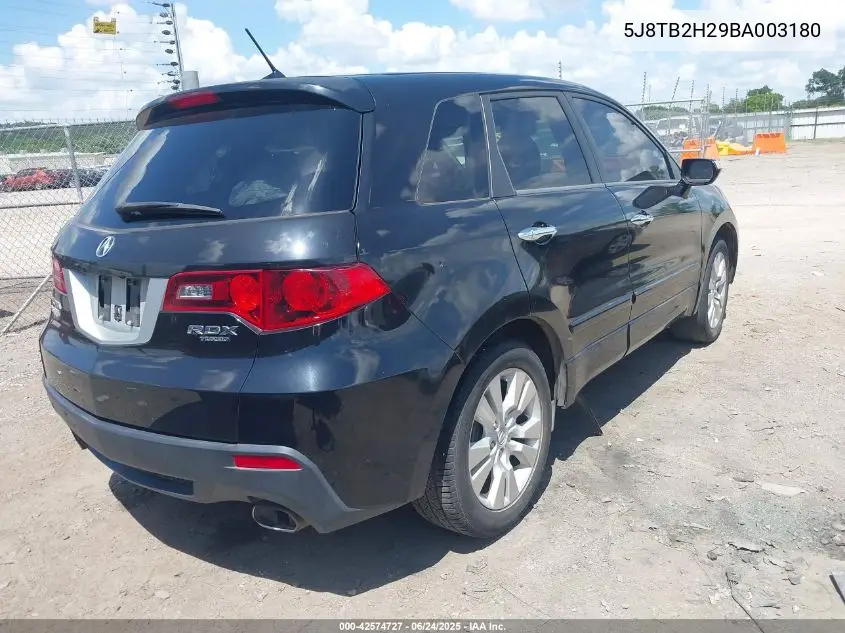 2011 Acura Rdx VIN: 5J8TB2H29BA003180 Lot: 42574727