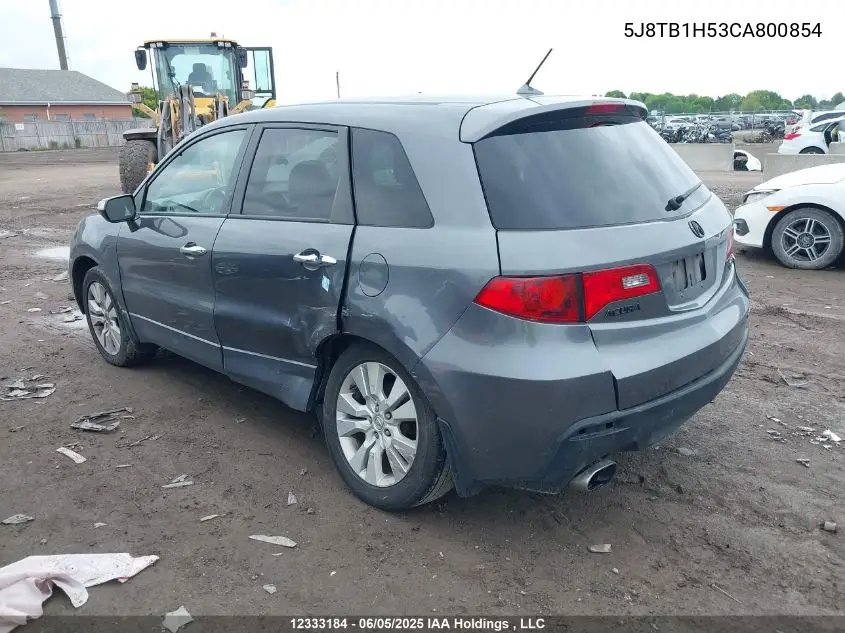 2012 Acura Rdx VIN: 5J8TB1H53CA800854 Lot: 12333184