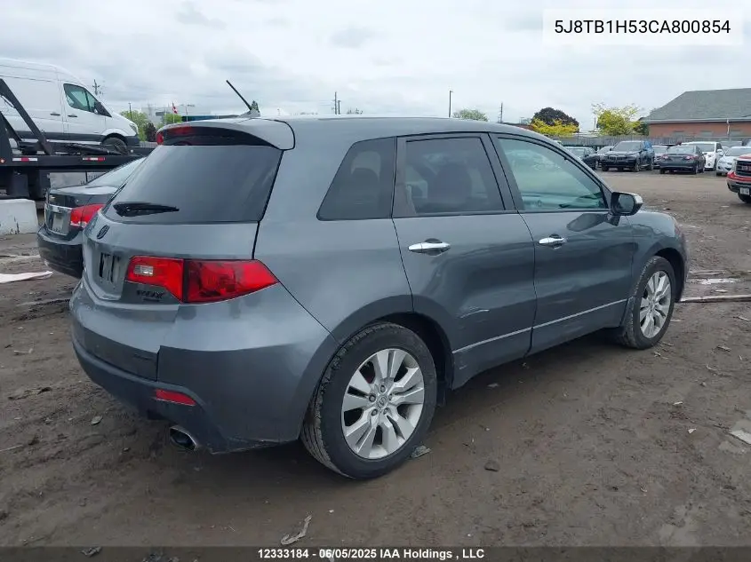 2012 Acura Rdx VIN: 5J8TB1H53CA800854 Lot: 12333184