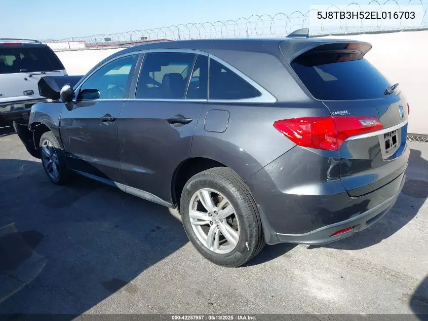2014 Acura Rdx VIN: 5J8TB3H52EL016703 Lot: 42257957