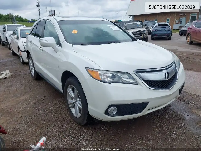2014 Acura Rdx VIN: 5J8TB4H55EL022839 Lot: 42596046