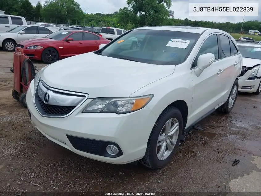 2014 Acura Rdx VIN: 5J8TB4H55EL022839 Lot: 42596046