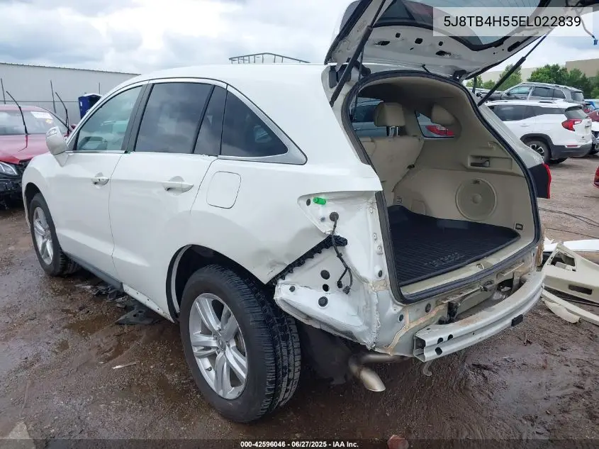 2014 Acura Rdx VIN: 5J8TB4H55EL022839 Lot: 42596046