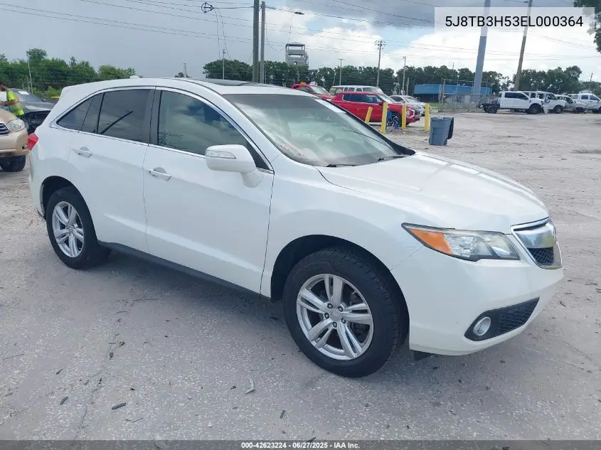 2014 Acura Rdx VIN: 5J8TB3H53EL000364 Lot: 42623224