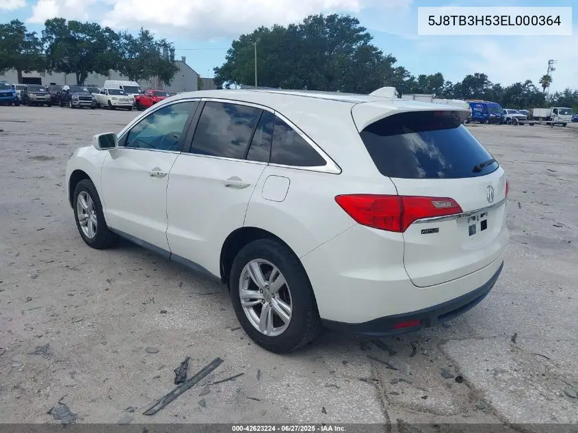 2014 Acura Rdx VIN: 5J8TB3H53EL000364 Lot: 42623224