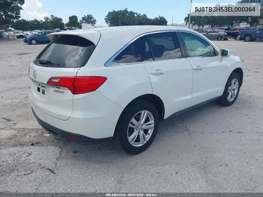 2014 Acura Rdx VIN: 5J8TB3H53EL000364 Lot: 42623224