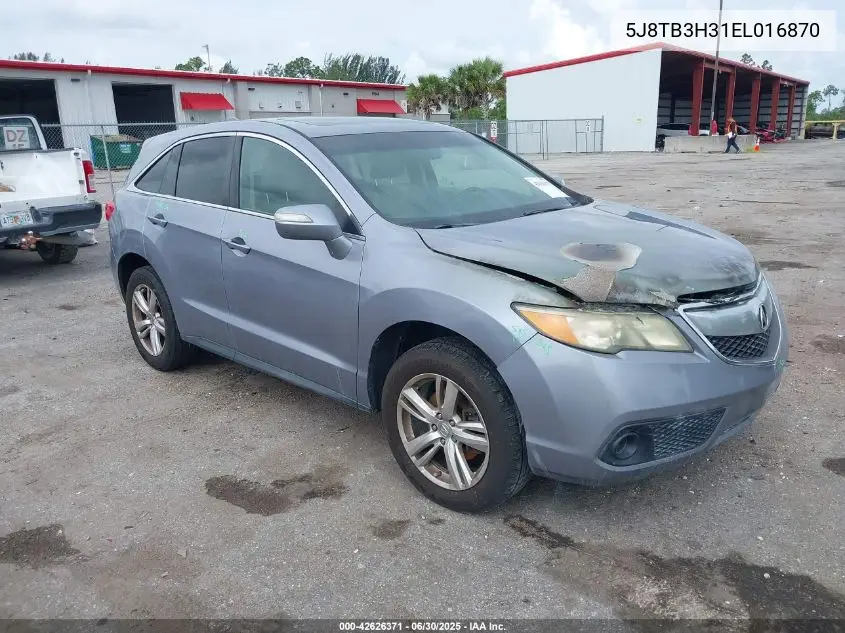 2014 Acura Rdx VIN: 5J8TB3H31EL016870 Lot: 42626371