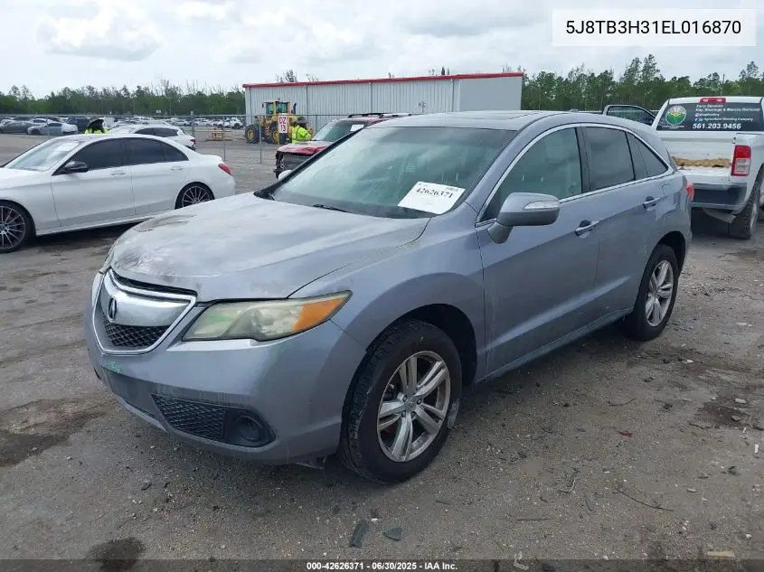 2014 Acura Rdx VIN: 5J8TB3H31EL016870 Lot: 42626371