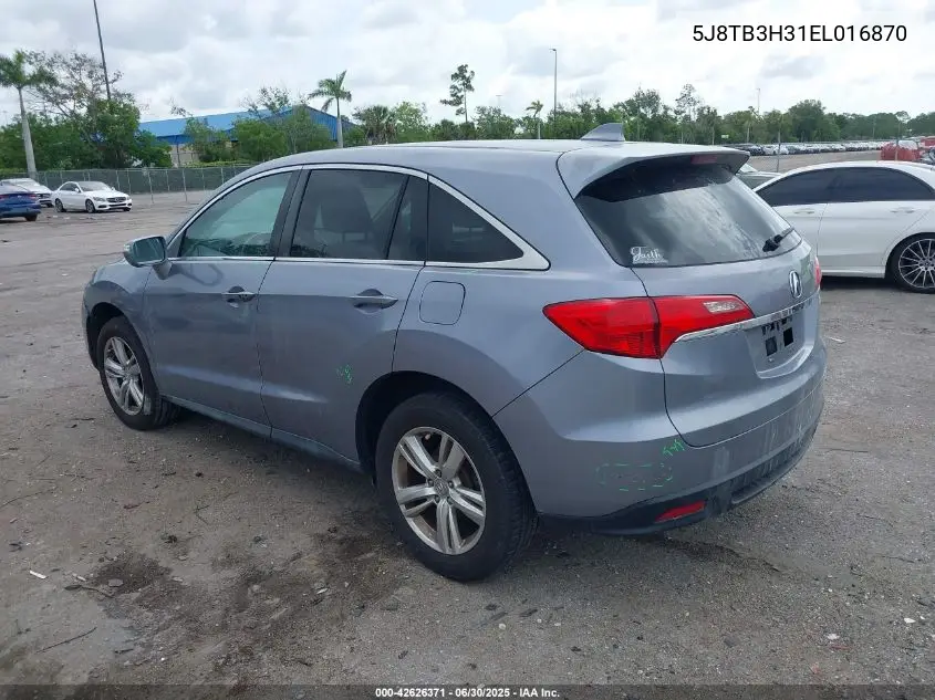 2014 Acura Rdx VIN: 5J8TB3H31EL016870 Lot: 42626371