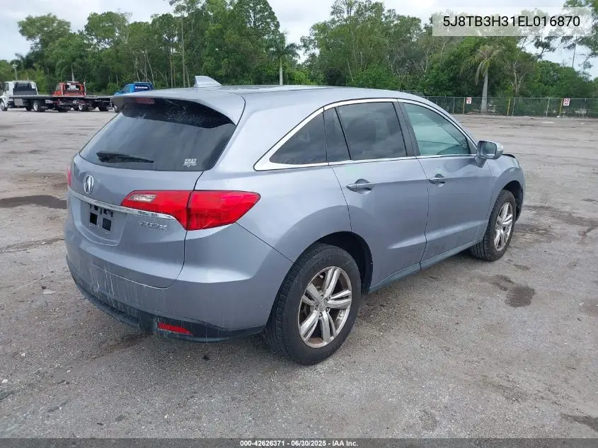 2014 Acura Rdx VIN: 5J8TB3H31EL016870 Lot: 42626371