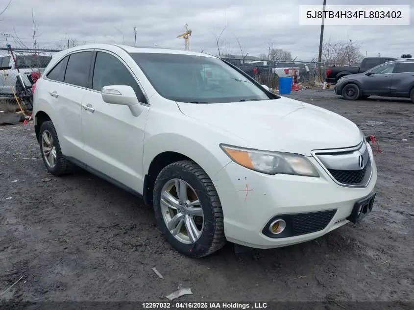 2015 Acura Rdx VIN: 5J8TB4H34FL803402 Lot: 12297032