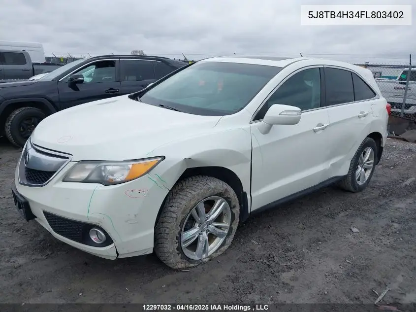 2015 Acura Rdx VIN: 5J8TB4H34FL803402 Lot: 12297032