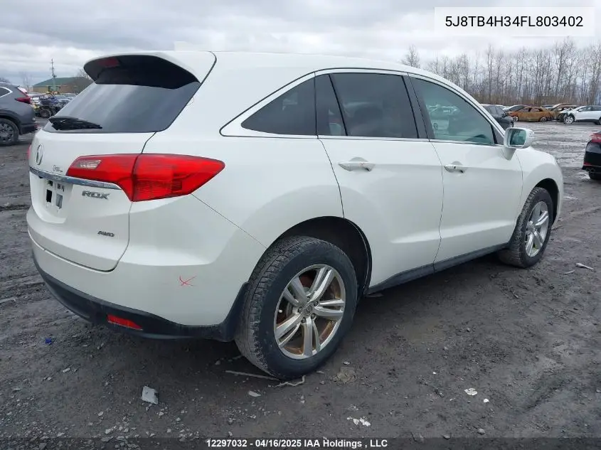 2015 Acura Rdx VIN: 5J8TB4H34FL803402 Lot: 12297032