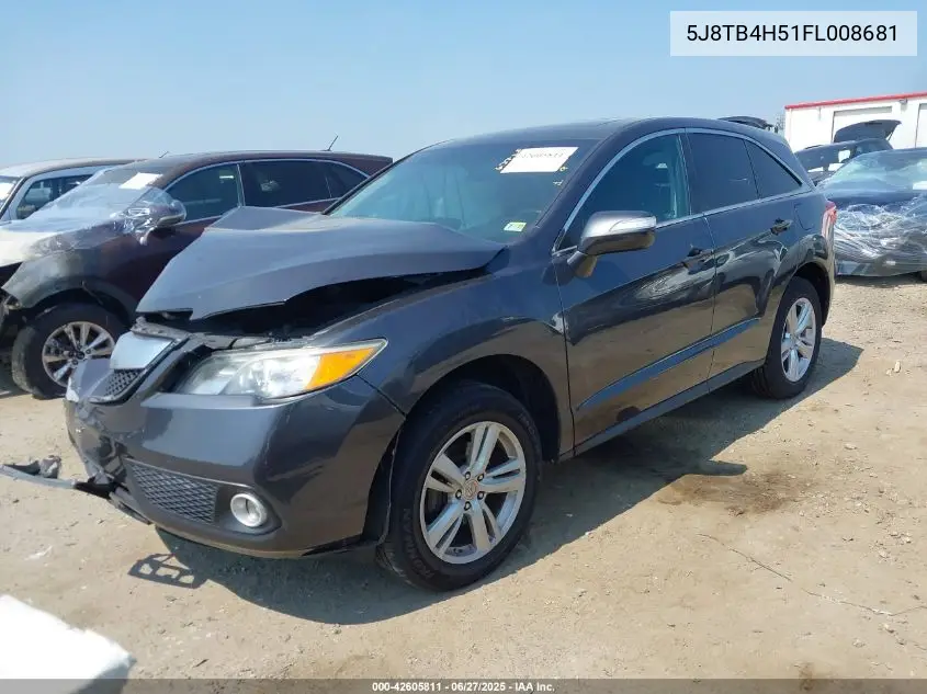 2015 Acura Rdx VIN: 5J8TB4H51FL008681 Lot: 42605811
