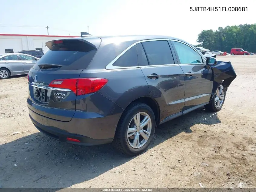 2015 Acura Rdx VIN: 5J8TB4H51FL008681 Lot: 42605811