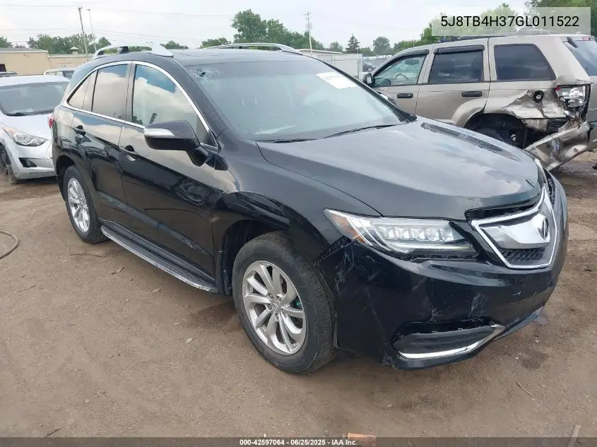 2016 Acura Rdx Acurawatch Plus Package VIN: 5J8TB4H37GL011522 Lot: 42597064