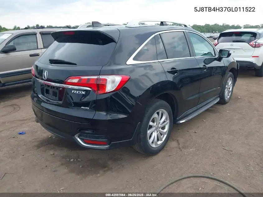 2016 Acura Rdx Acurawatch Plus Package VIN: 5J8TB4H37GL011522 Lot: 42597064