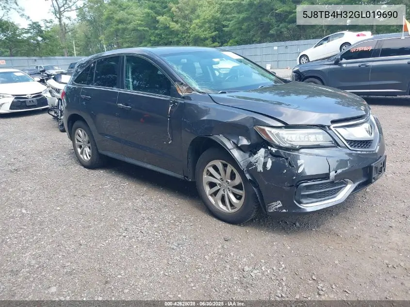 2016 Acura Rdx Acurawatch Plus Package VIN: 5J8TB4H32GL019690 Lot: 42628028