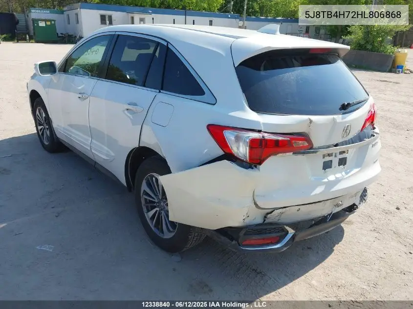 2017 Acura Rdx Advance VIN: 5J8TB4H72HL806868 Lot: 12338840