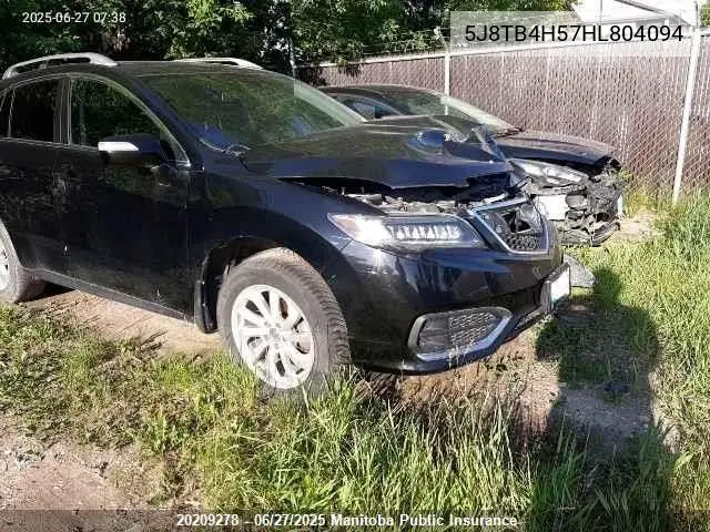 2017 Acura Rdx VIN: 5J8TB4H57HL804094 Lot: 20209278