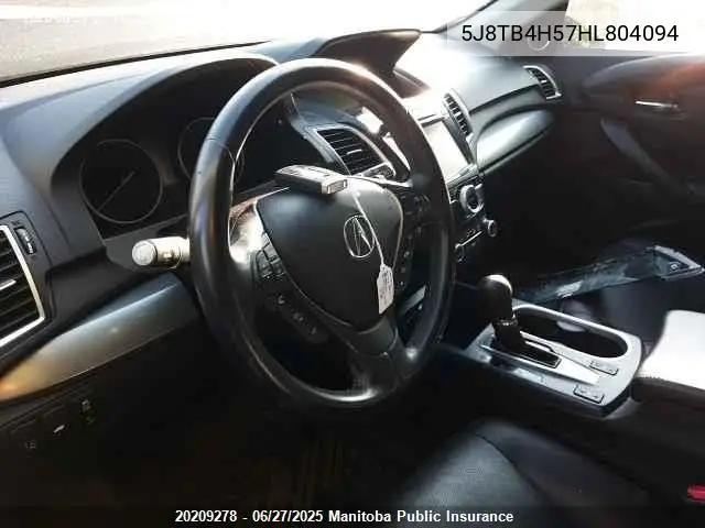 2017 Acura Rdx VIN: 5J8TB4H57HL804094 Lot: 20209278