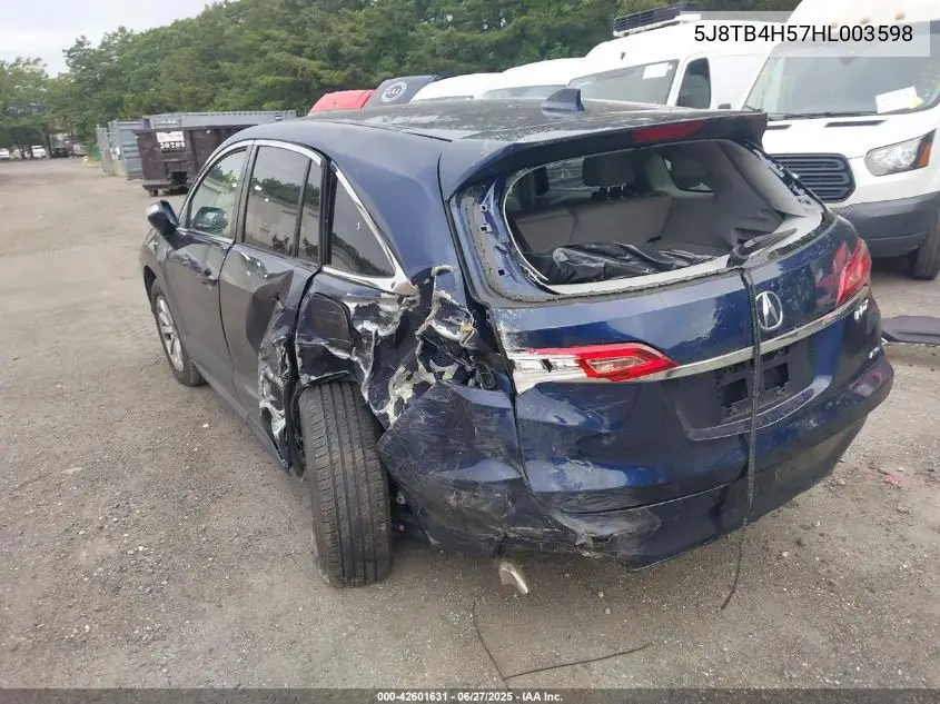 2017 Acura Rdx Technology Acurawatch Plus Packages/W/Technology Package VIN: 5J8TB4H57HL003598 Lot: 42601631