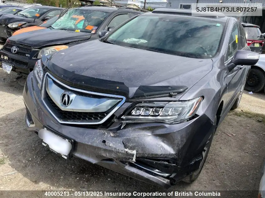 2018 Acura Rdx VIN: 5J8TB4H73JL807257 Lot: 40005213