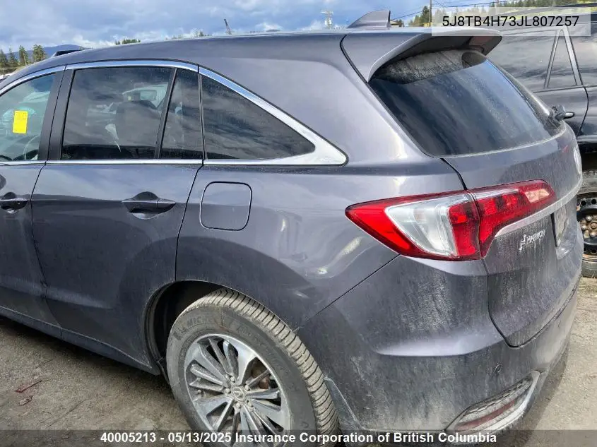 2018 Acura Rdx VIN: 5J8TB4H73JL807257 Lot: 40005213