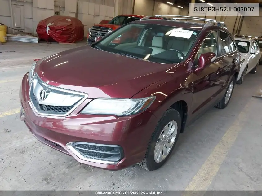 2018 Acura Rdx Technology Acurawatch Plus Packages/Technology Package VIN: 5J8TB3H52JL003007 Lot: 41884216