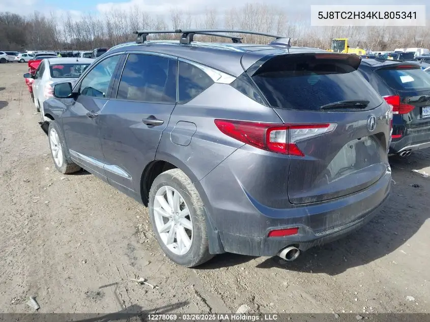 2019 Acura Rdx VIN: 5J8TC2H34KL805341 Lot: 12278069