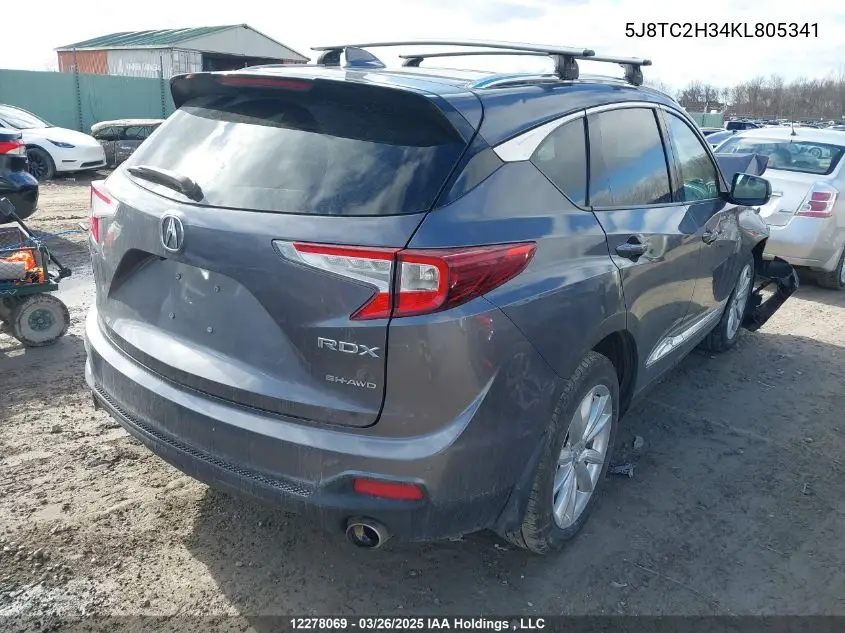 2019 Acura Rdx VIN: 5J8TC2H34KL805341 Lot: 12278069
