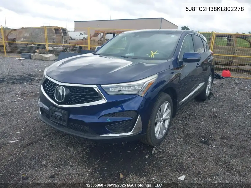 2019 Acura Rdx Tech VIN: 5J8TC2H38KL802278 Lot: 12335960
