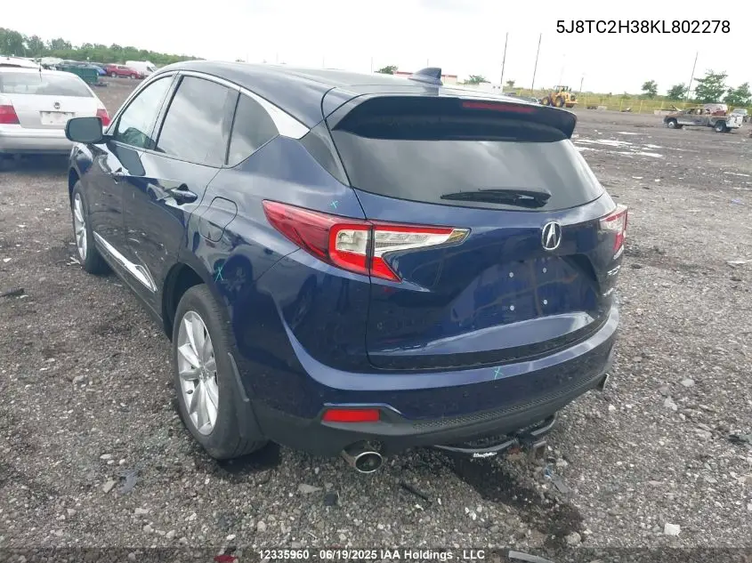 2019 Acura Rdx Tech VIN: 5J8TC2H38KL802278 Lot: 12335960
