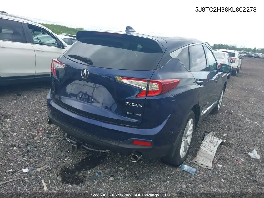 2019 Acura Rdx Tech VIN: 5J8TC2H38KL802278 Lot: 12335960