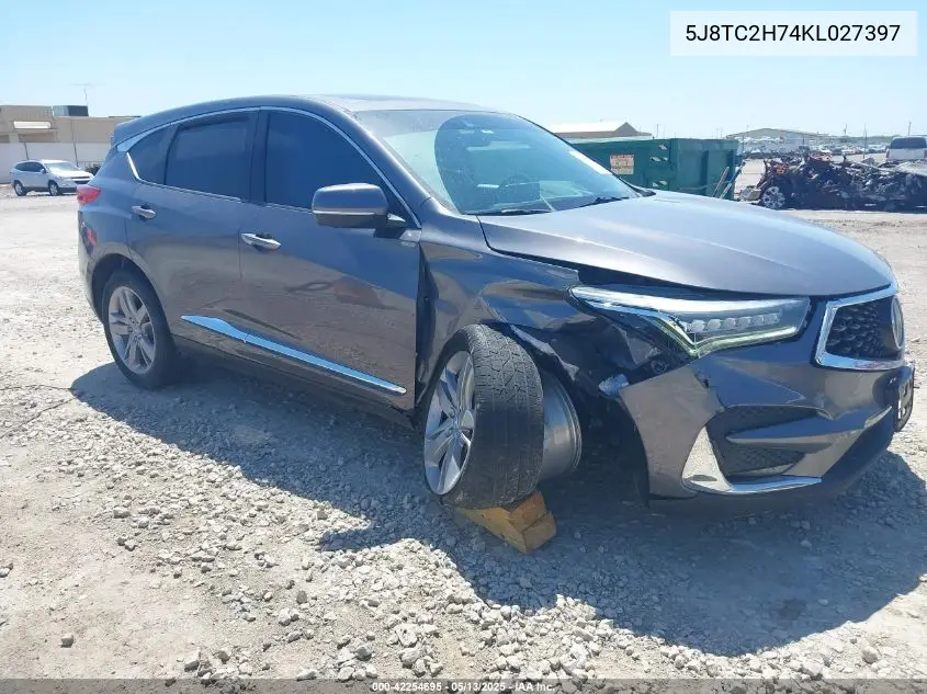 2019 Acura Rdx Advance Package VIN: 5J8TC2H74KL027397 Lot: 42254695