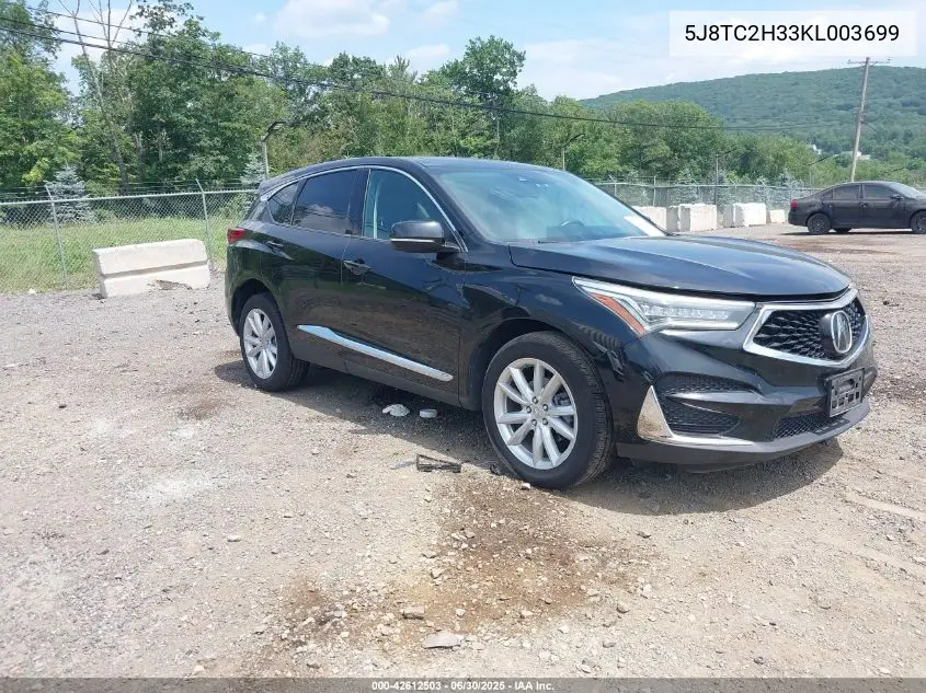 2019 Acura Rdx Standard VIN: 5J8TC2H33KL003699 Lot: 42612503
