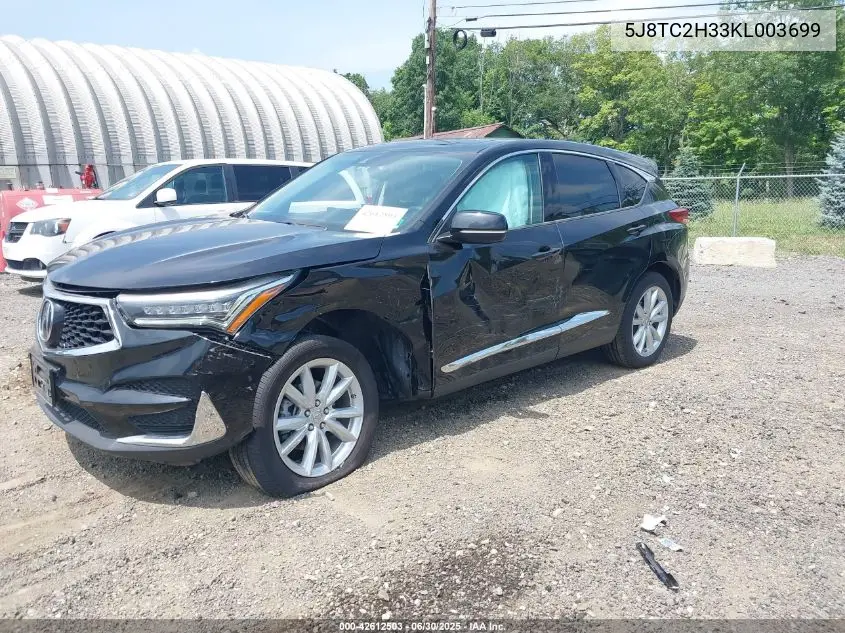 2019 Acura Rdx Standard VIN: 5J8TC2H33KL003699 Lot: 42612503