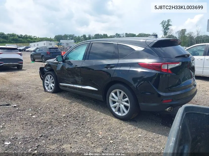 2019 Acura Rdx Standard VIN: 5J8TC2H33KL003699 Lot: 42612503